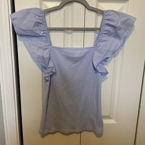 Ribbed ruffle sleeve top